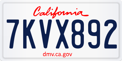 CA license plate 7KVX892