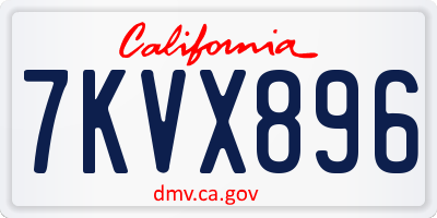 CA license plate 7KVX896