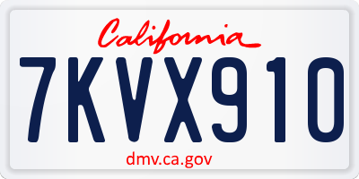 CA license plate 7KVX910