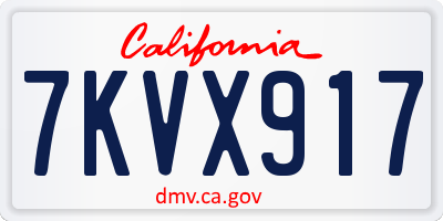 CA license plate 7KVX917