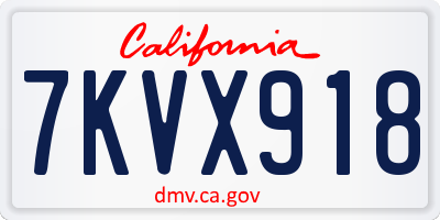 CA license plate 7KVX918