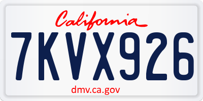 CA license plate 7KVX926
