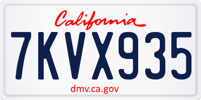 CA license plate 7KVX935