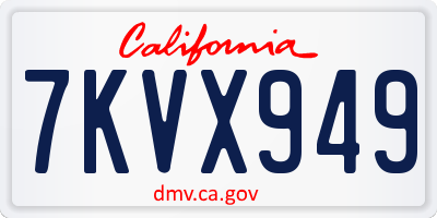 CA license plate 7KVX949