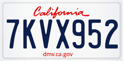 CA license plate 7KVX952