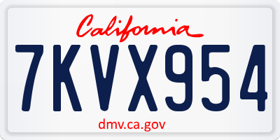 CA license plate 7KVX954