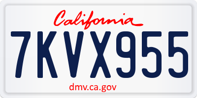 CA license plate 7KVX955