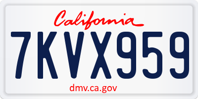 CA license plate 7KVX959