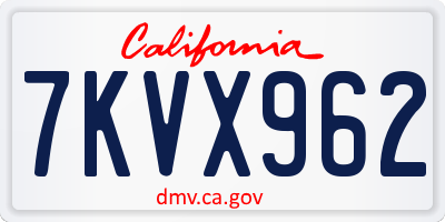 CA license plate 7KVX962