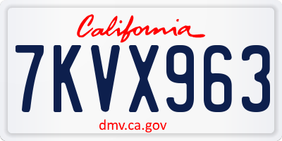 CA license plate 7KVX963