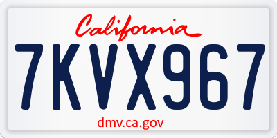 CA license plate 7KVX967