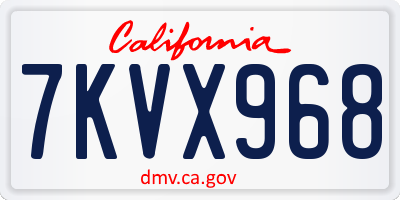 CA license plate 7KVX968