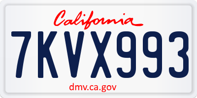 CA license plate 7KVX993
