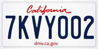 CA license plate 7KVY002