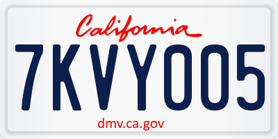 CA license plate 7KVY005