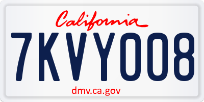 CA license plate 7KVY008