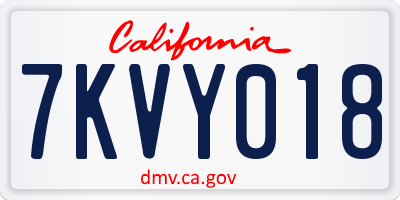CA license plate 7KVY018
