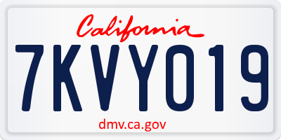 CA license plate 7KVY019