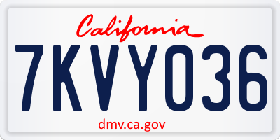 CA license plate 7KVY036