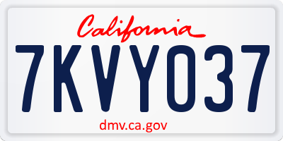 CA license plate 7KVY037