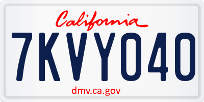 CA license plate 7KVY040