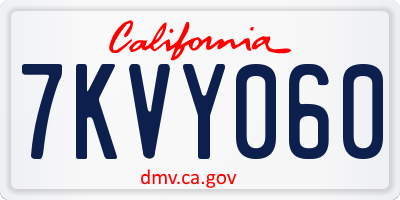 CA license plate 7KVY060