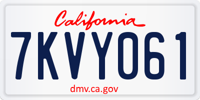 CA license plate 7KVY061