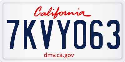CA license plate 7KVY063