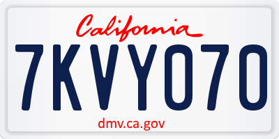 CA license plate 7KVY070