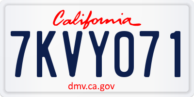 CA license plate 7KVY071