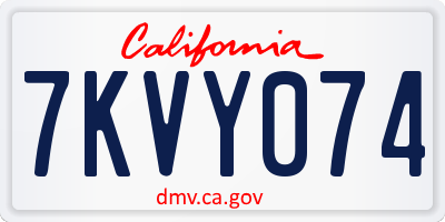 CA license plate 7KVY074