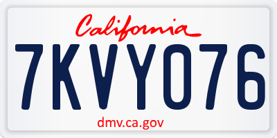 CA license plate 7KVY076