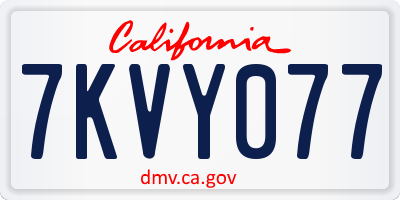 CA license plate 7KVY077