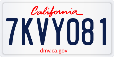 CA license plate 7KVY081
