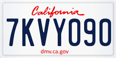 CA license plate 7KVY090
