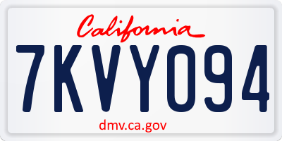 CA license plate 7KVY094