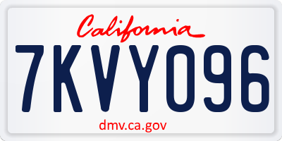 CA license plate 7KVY096