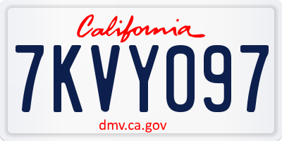 CA license plate 7KVY097