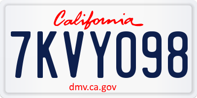 CA license plate 7KVY098