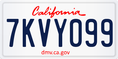 CA license plate 7KVY099