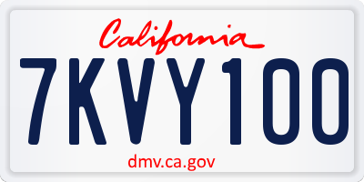 CA license plate 7KVY100