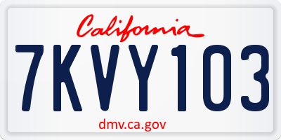 CA license plate 7KVY103