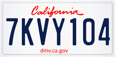 CA license plate 7KVY104