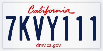 CA license plate 7KVY111