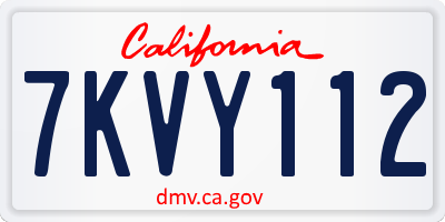 CA license plate 7KVY112
