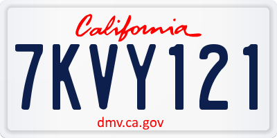 CA license plate 7KVY121