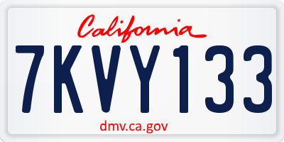 CA license plate 7KVY133