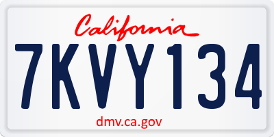 CA license plate 7KVY134