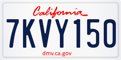 CA license plate 7KVY150