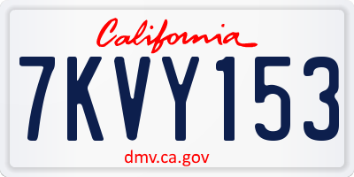 CA license plate 7KVY153